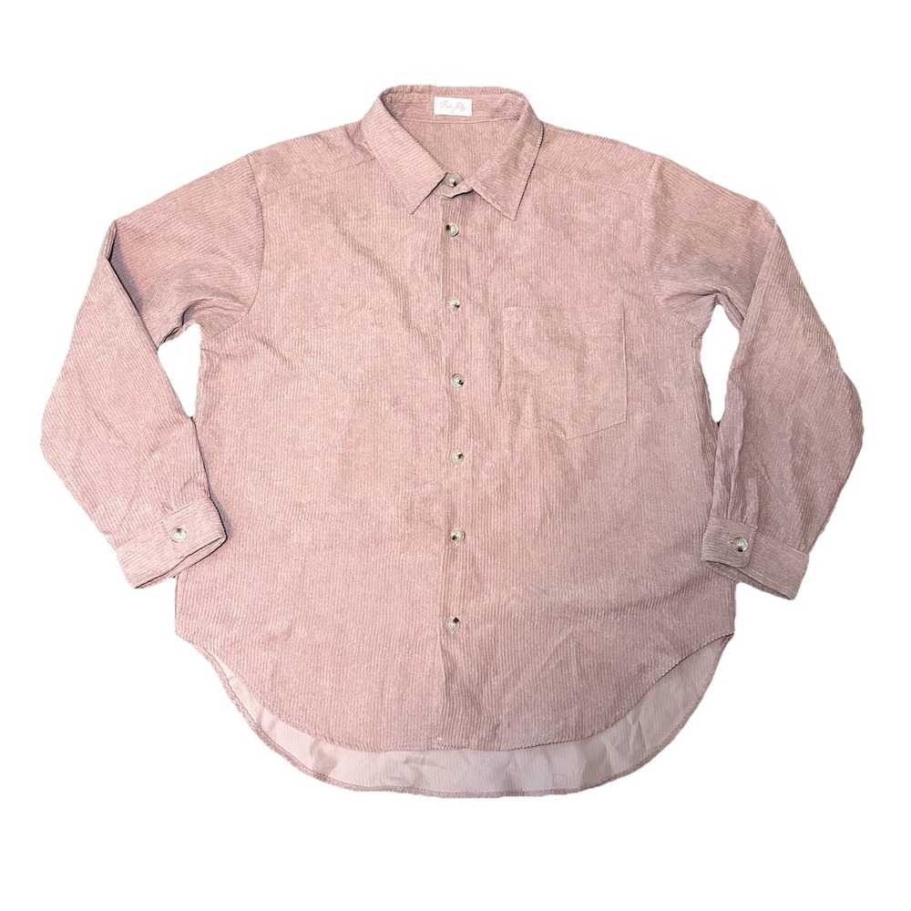 Pink Lily *NWOT* Women's LARGE Pink‎ Corduroy Shacket Button Up Shirt